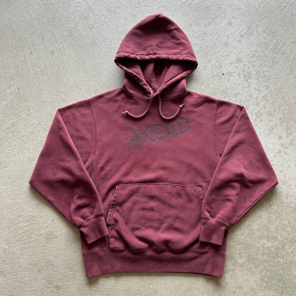 Vintage Champion Reverse Weave Hoodie Size Small Red KCAD Kendall College Art